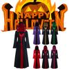 Lady Witch Halloween Hooded Loose Skirt V Neck Long Sleeves Costume Performance