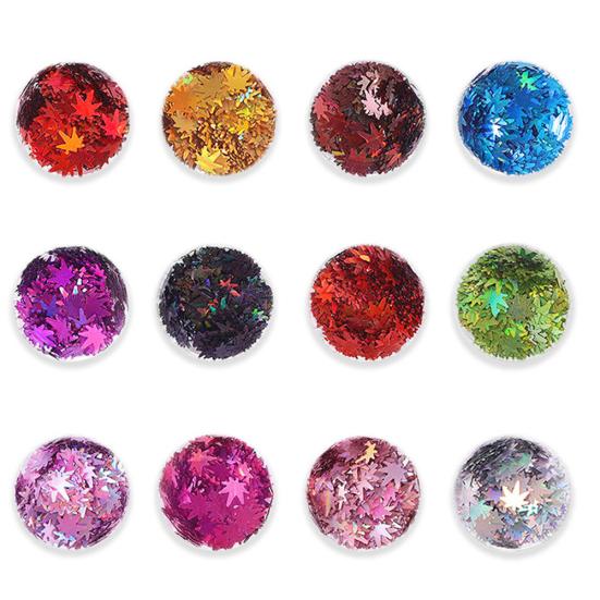 12 Color Maple Leaf Holographic Shiny Nail Art Glitter Sequins Manicure Decor