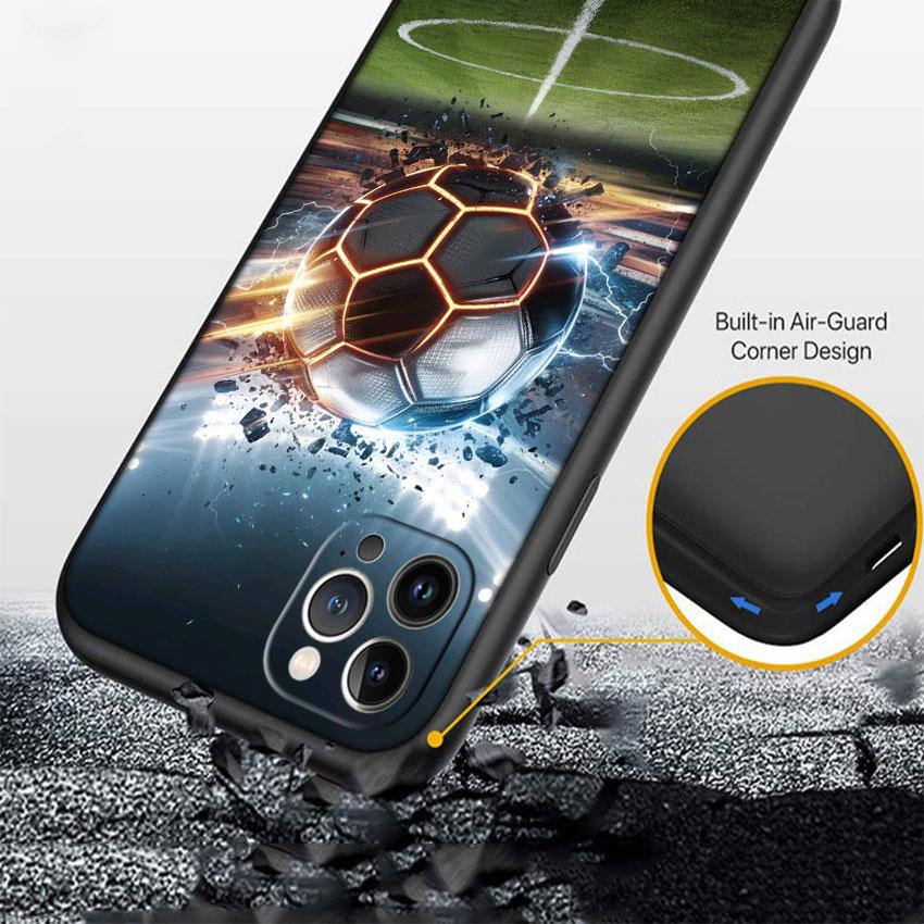 CJ55 Football Soccer Soft Shell Phone Case for Samsung Galaxy S20 S21 S22 Ultra FE + Plus A21S A22 A24 A25 A26 A30 A30S A31