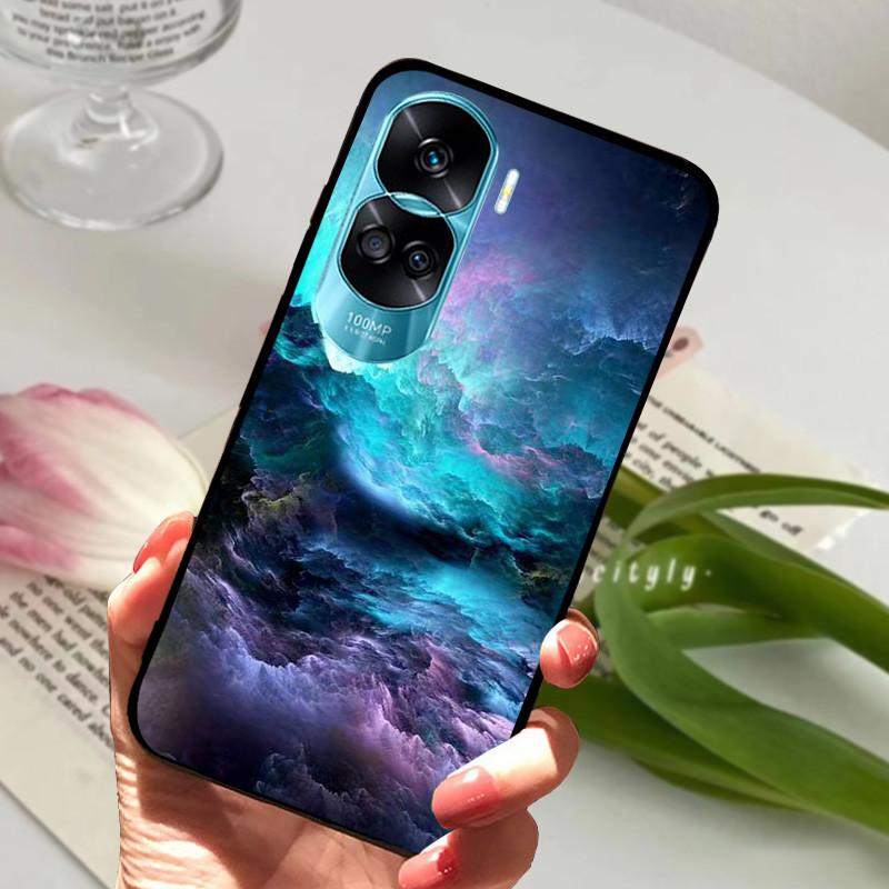 Voor Honor 90 Lite Honor90 Pro 5G Hoesje Siliconen Zacht Geschilderd Zwart Bumper Funda Coque voor HONOR 90 Pro 90Lite Beschermtas