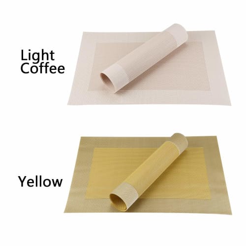 Topfinel Placemats, Stylish, Nordic Design, Available in 6 Colors, Waterproof, Stain-Resistant, Insulating, Non-Slip, Easy to Clean, PVC, Light Coffee