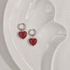 Punk Red Peach Heart-shaped Pendant Earrings for Women Simple Geometric Circular Ear Buckle Fashion  Accessories Gift