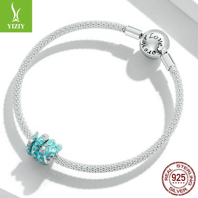 Electroplated Blue Snake Diy Bracelet Beaded, Retro Luxury Animal Bead Accessories Bsc576