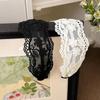 Wide Side French Lace Headband Sweet Hollowed-out Flower Hair Hoop  For Women Girls