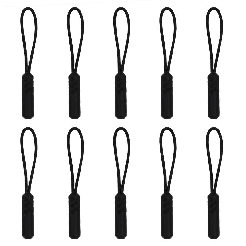 

10Pcs Zipper Pull Puller End Fit Rope Zipper Pull Replacement Zipper Tab Tag Cord Extension Fixer Backpack Suitcase Zipper Cord чорний