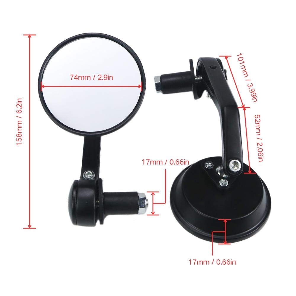 7/8 Inch Handlebar Aluminum Alloy Motorcycle RoundRearview Mirror Motorcycle Accessories Suitable For Coffee Racing Style 19010126