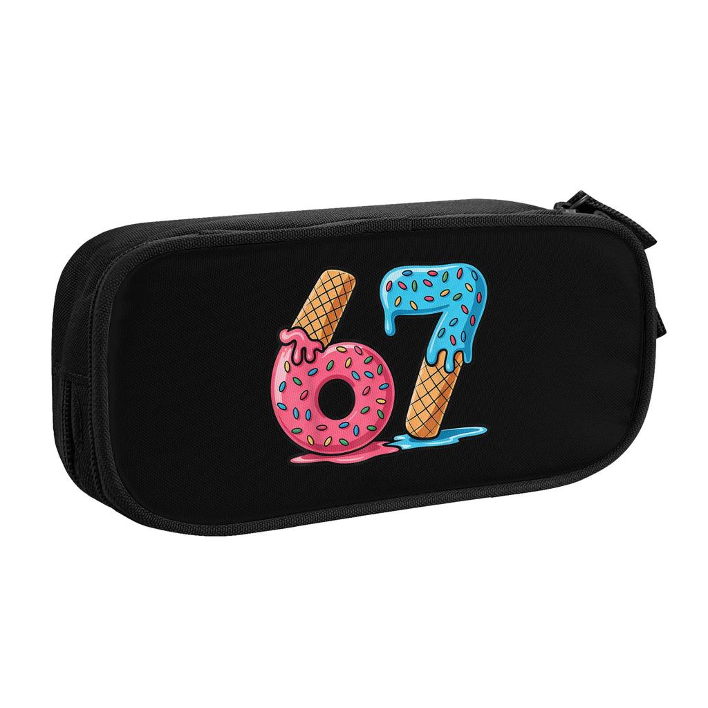 Six Seven Ice Cream Drip 67 Funny Number Pencil Case Creative Meme Pen Box Bags Big Capacity School Gift Pencil Box Stationery
