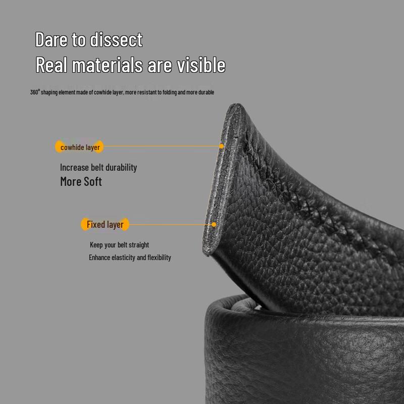 Aokang Men's Genuine Leather Belt Strap for Automatic Buckle