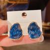 Boho Trendy Alloy Drop Glaze Green Blue Color Irregular Women Stud Earrings Ins Chic Female Beach Jewelry Brincos