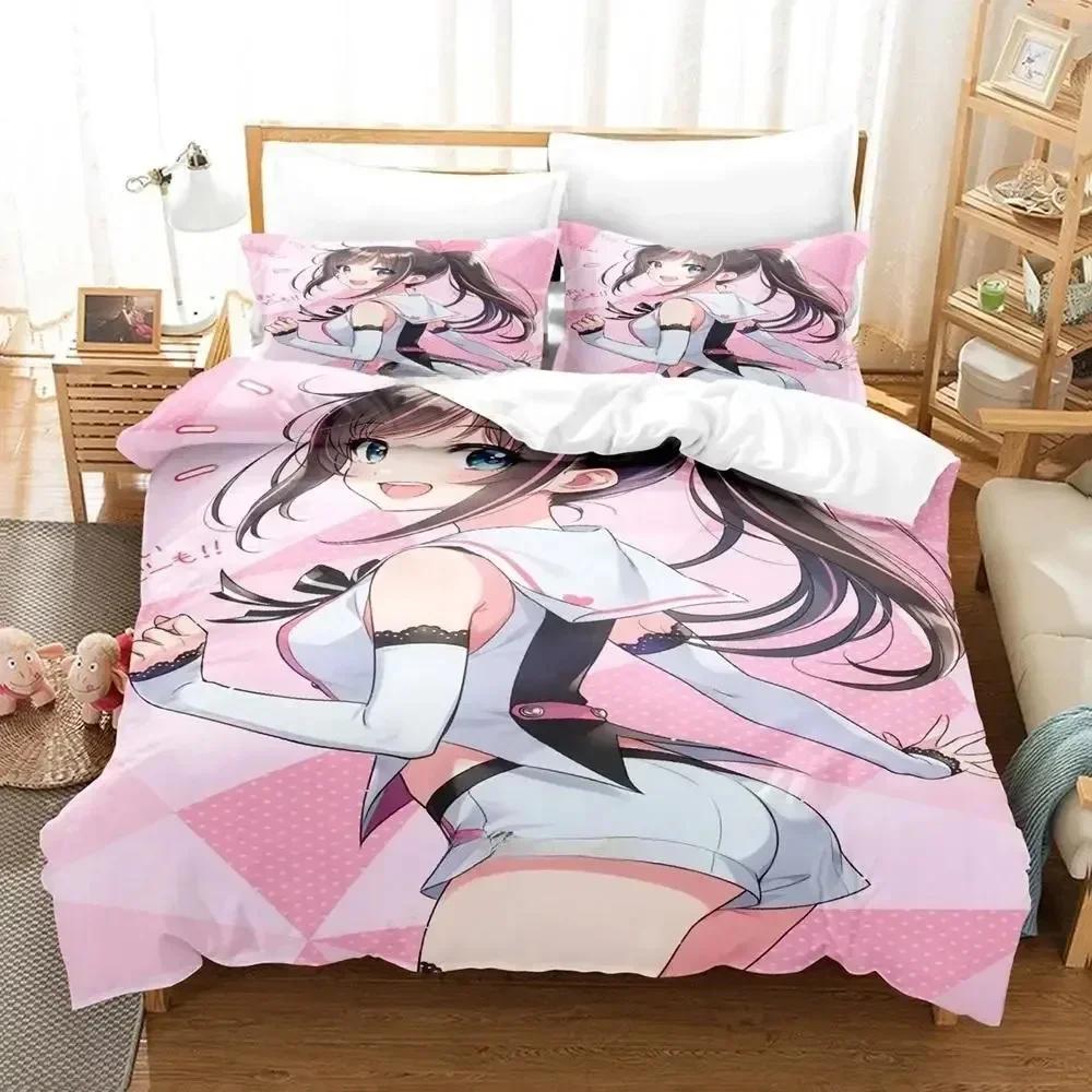 AI Channel Ložní souprava Jednolůžko Dvojlůžko Plná Velikost Queen King Ložní souprava Dospělý Dítě Ložnice Sady povlečení 3D Tisk Anime Sada prostěradel