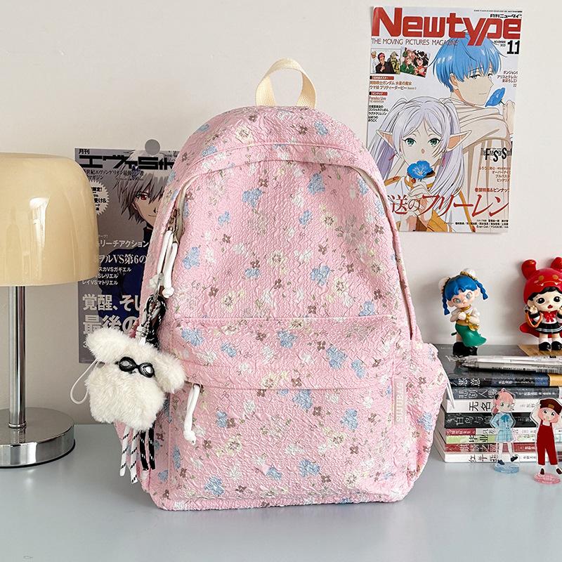 Korean ins cute little floral high-value schoolbag junior high school girls large-capacity backpack high school students casual shoulders