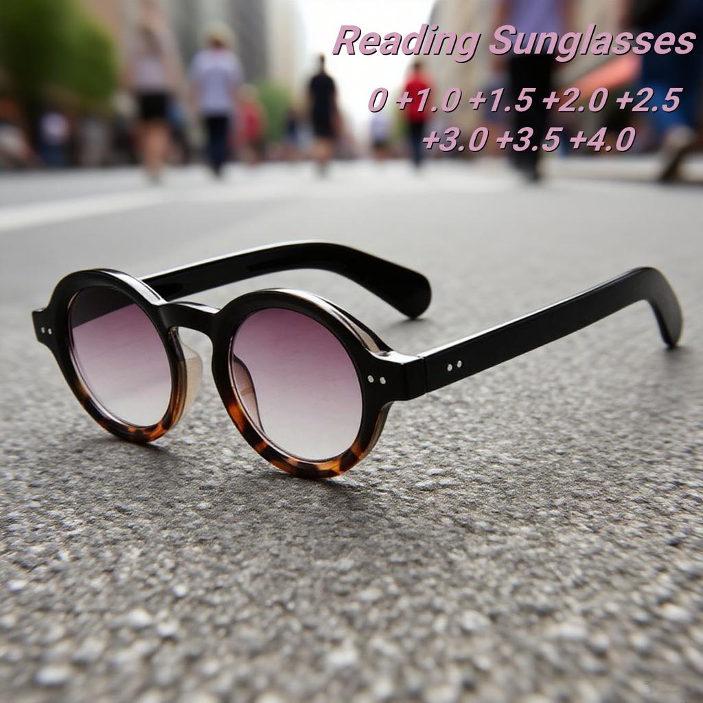 New Fashionable Personalized Round Frame Reading Sunglasses Retro Neutral Premium Multi Color Hd Presbyopia Sunglasses