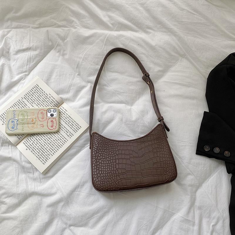 

Универсальная сумка подмышку нишевого стиля с узором крокодила женская высококлассная сумочка модная стильная наплечная сумка женская кофейный