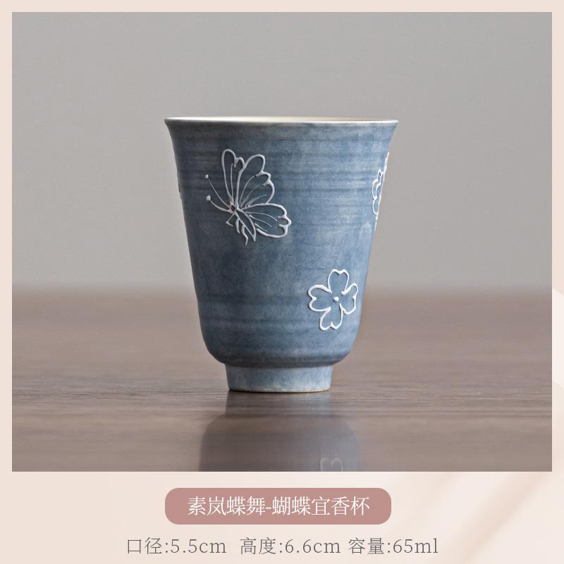 

2pc/lot Hand-painted Butterfly Teacup Creative Tea Bowl Cup For Tea Tea-tasting Personal Cup Jianzhan Master Cups For Tea 65ml
