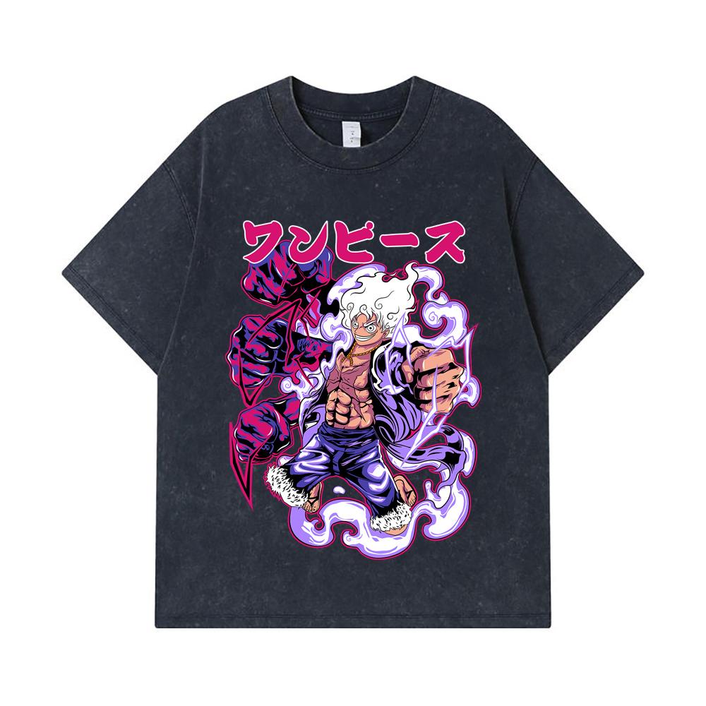 275 GSM Washed T-shirts 100% Cotton One Piece V28 Nika Print Unisex Heavy Cotton T Shirt