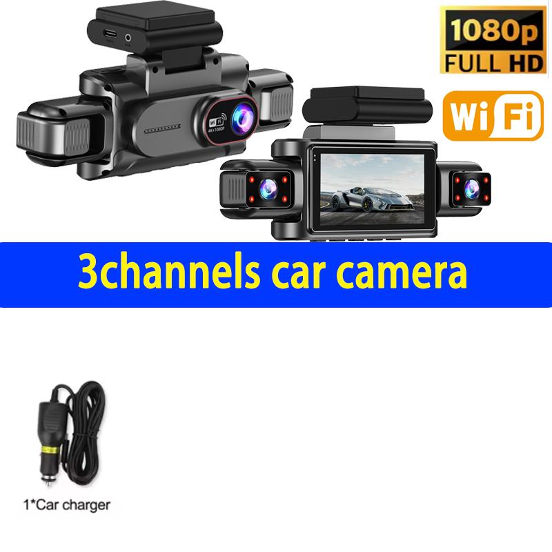 1080P WiFi DashCam Car DVR with 3/4 Lens 360°Auto Black Box Night Vision 24H Parking Monitor Video Recorder for Vehicle Security