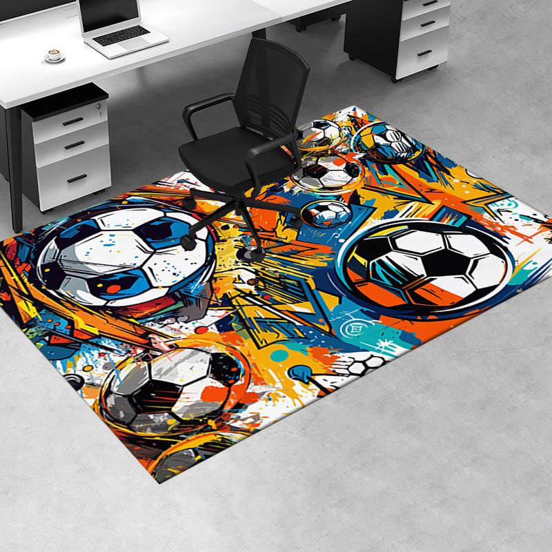 Office Carpet Soccer Ball Patterned Sofa Rug, Chair Mat Protection