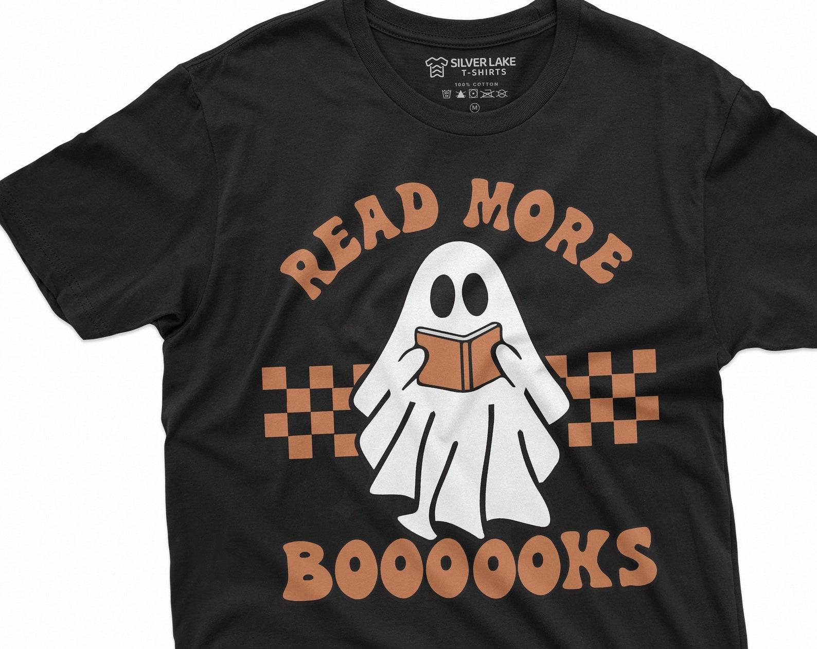 Teacher Halloween Funny Shirt read more Booooks Books Boo Tee Shirt Gift for school teacher Womens Unsiex Tee motivational Tee L