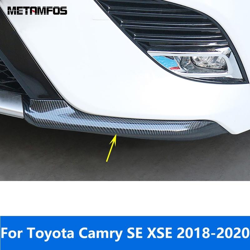 For Toyota Camry SE XSE 2018   Carbon Fiber Front Corner Bumper Trim Anti Scratch Anti-collision Strip Car Accessories