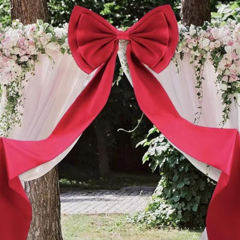 Giant 190cm Satin Ribbon Bow Decorations Extra Large Pink Red Bow for Christmas Wedding Big Bow for Room Wall Party Home Decor