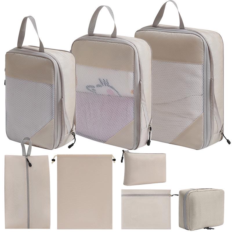 7-Piece Travel Compression Organizer Set for Clothes, Shoes, and Cosmetics