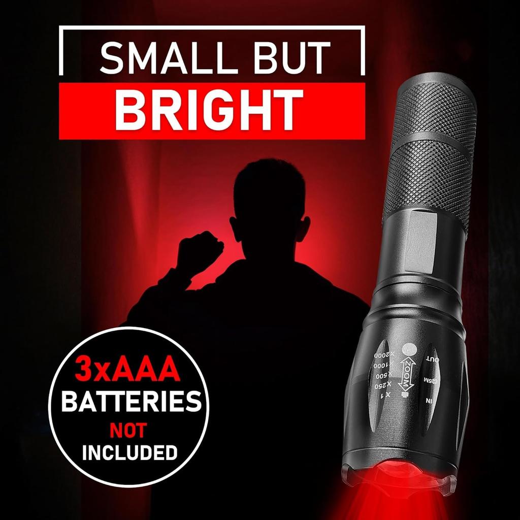 Red Tactical Adjustable High Brightness 500 IPX4 Red LED Handheld Light for and Night Compact Design Not Light, Zoom, Lumens, Waterproof, Stargazing,