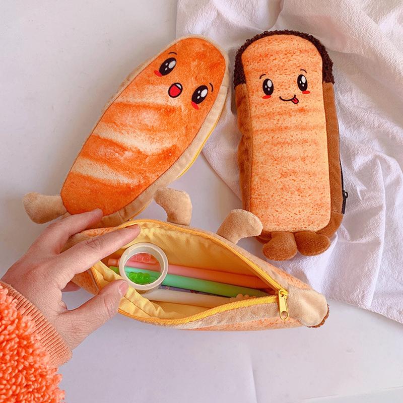 Creative And Quirky Toast, Bread, Pencil Case, Cute Pencil Case, Stationery Storage Bag