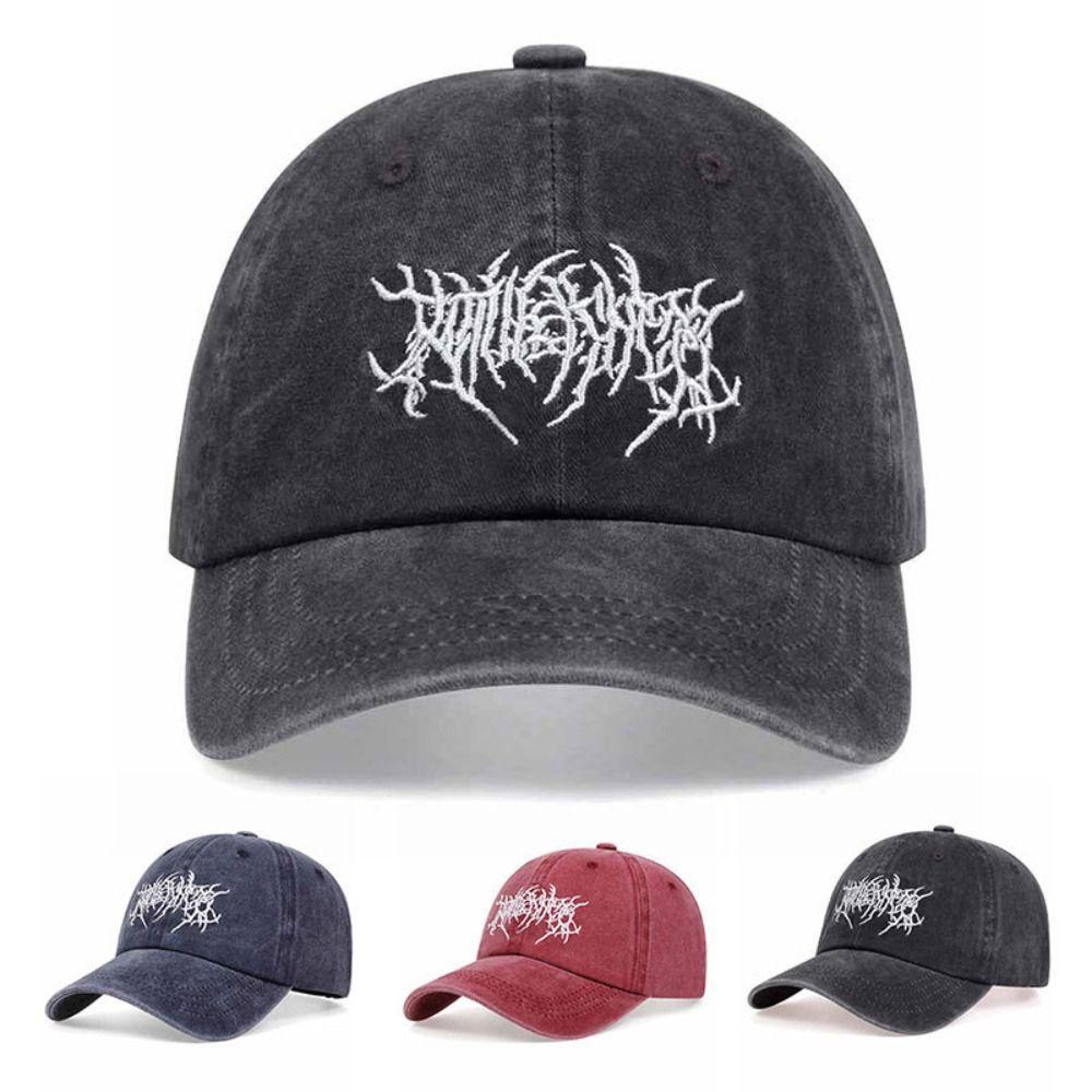 Visors Embroidery Baseball Caps Adjustable Gothic Street Punk Distressed Faded Cap Hip-hop Sunscreen Hats