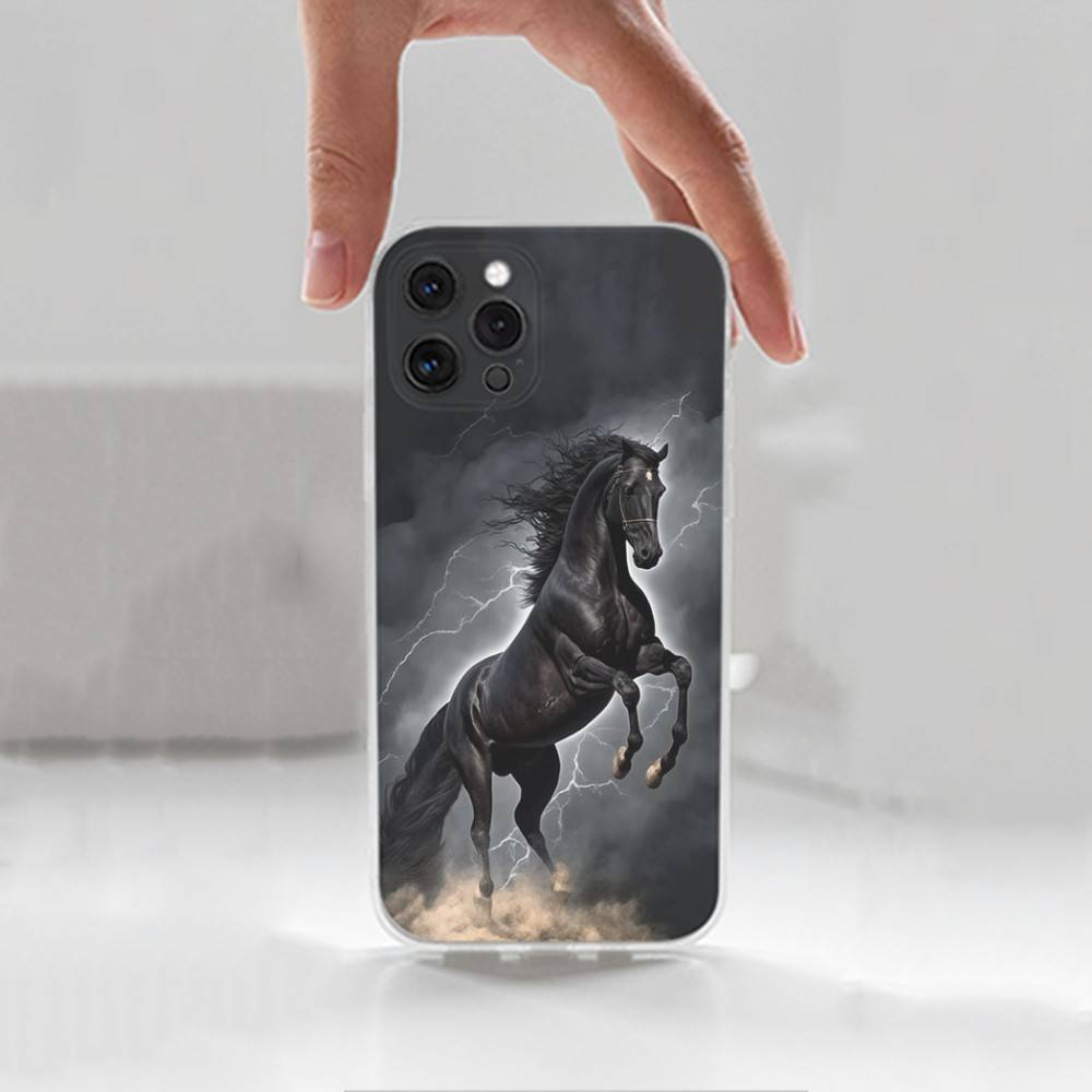Galloping Horse Animal For iPhone 12,Mini,16,X,17,Plus,11,Max,13,XR,15,Pro,14,SE,XS,Transparent Soft Cover Case