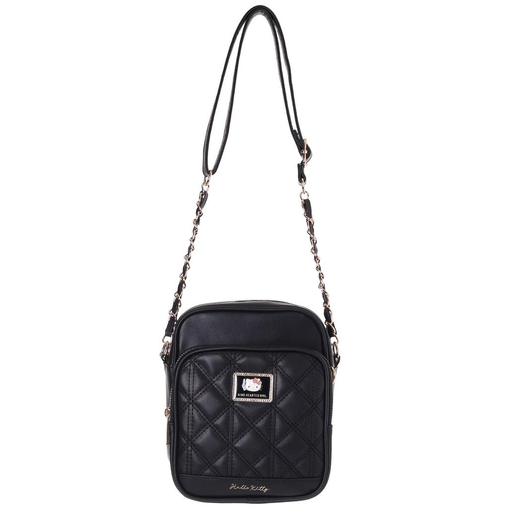 Sanrio Hello Kitty Kuromi Shoulder high x 16cm wide x 9cm Synthetic with Glitter Plate & Bag, 20.5cm deep, Leather, (Hello Kitty)