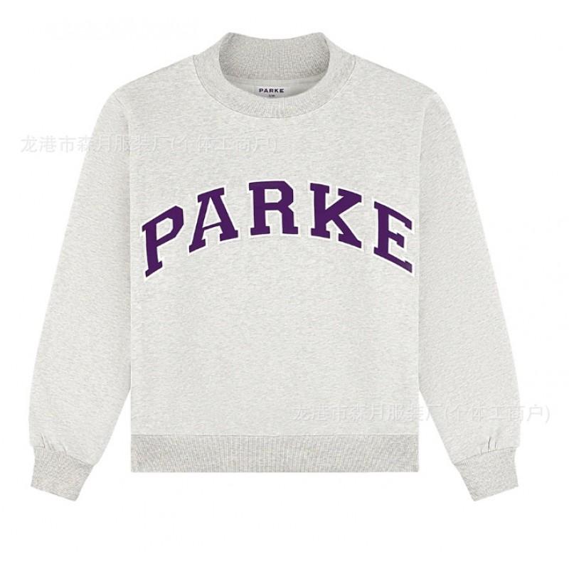 Womens Embroidered Half-Zip Sweatshirt Casual Loose Fit Long Sleeve Thick Fleece Top Daily Wear