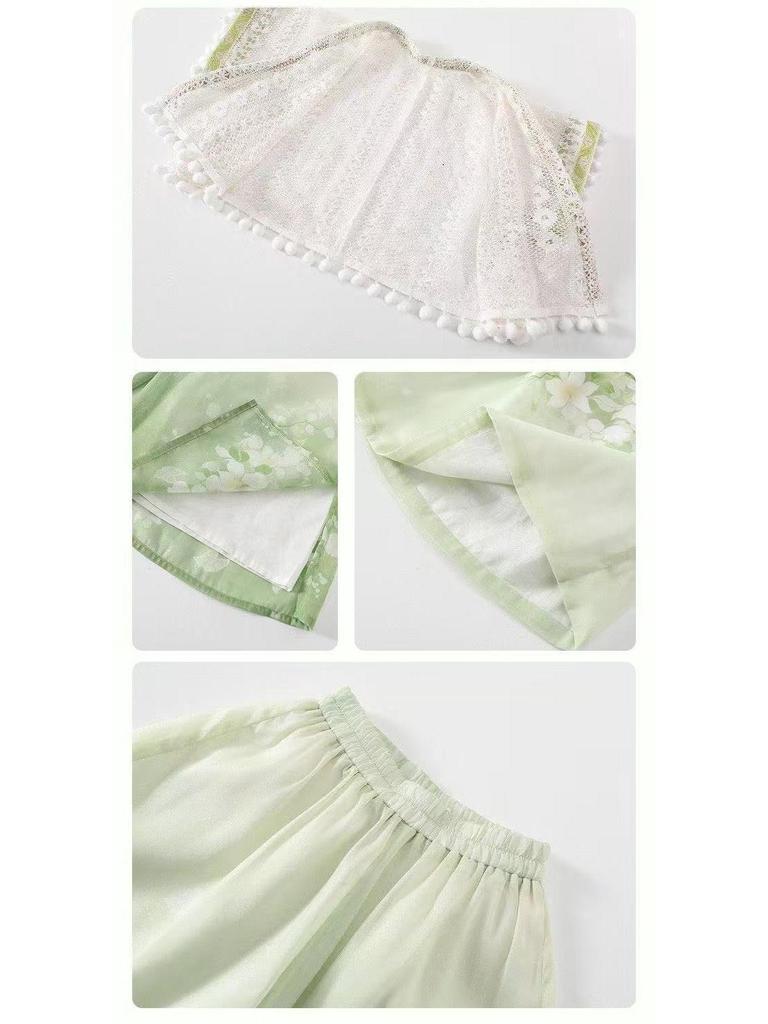 Children's Hanfu Summer 2026: New Ancient-Style Tang Suit Three-Piece Set with Trousers for Girls