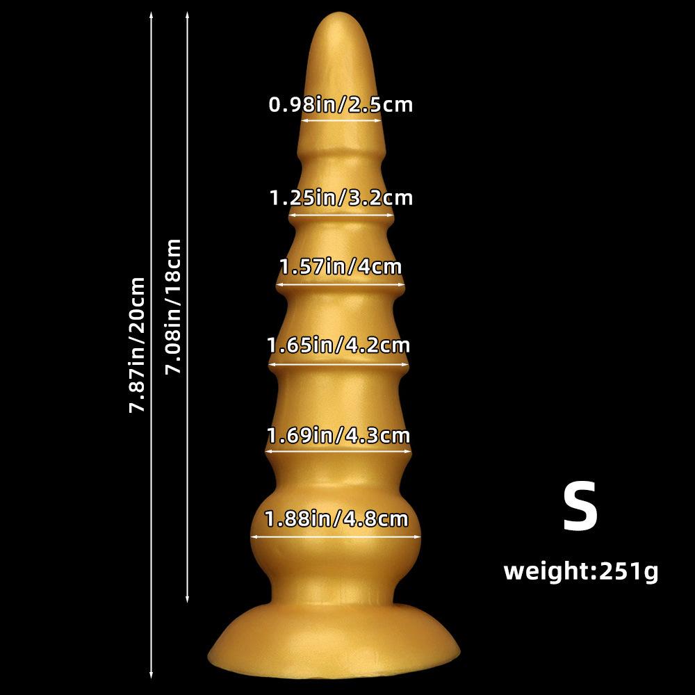Extra velký zlatý žebrovaný silikonový anální kolík Velký penis Realistické dildo Hračka Pěstování Obrovský penis