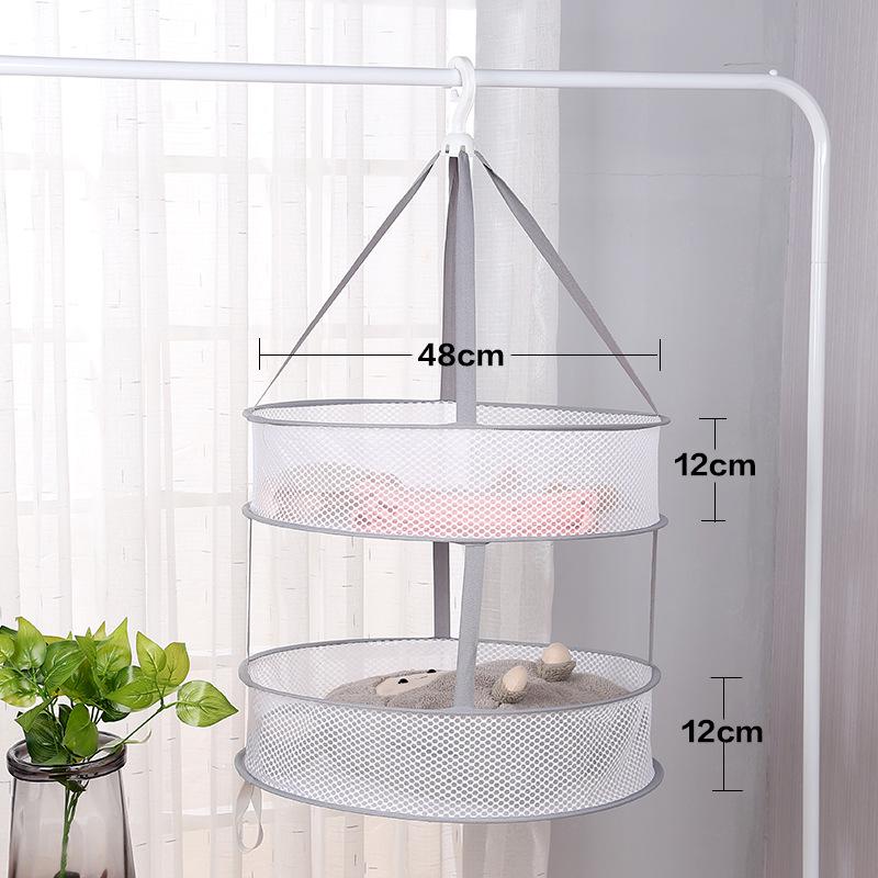 Three-Tier Windproof Folding Sweater Drying Rack Basket