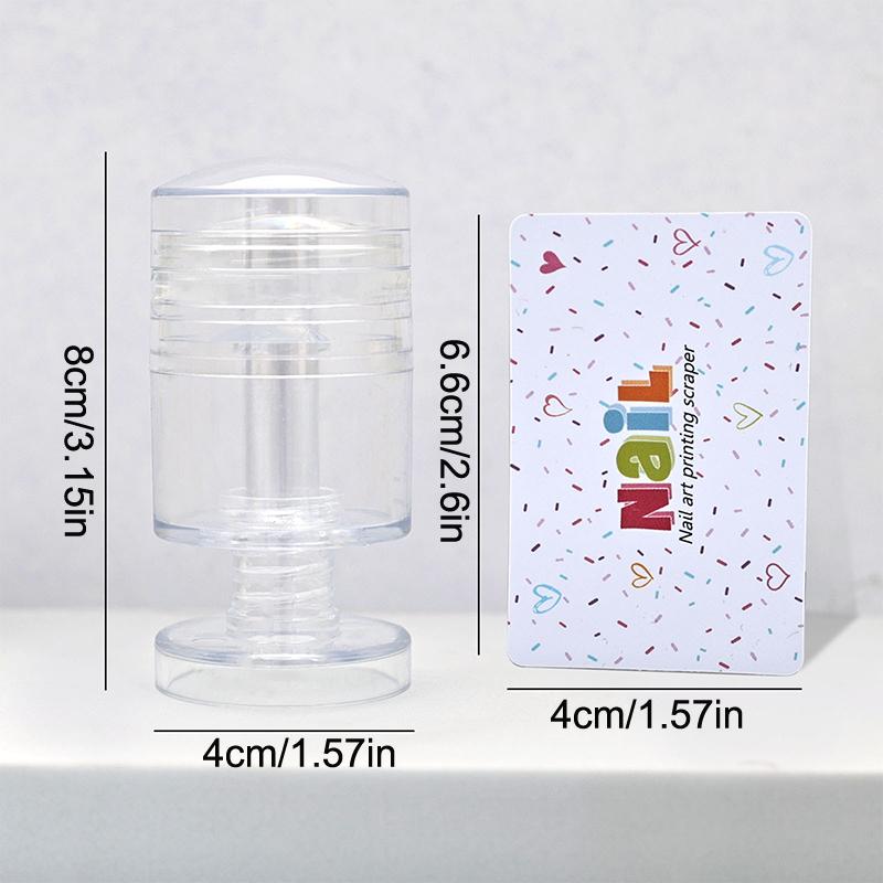 Rotatable Nail Stamper Jelly Printing Silicone Nail Polish Stamping French Tip Nail Stamp Template With Scraper Manicure Stencil