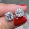 Simple Female Earring  Sterling Silver Sparkling Geometric Square Inlaid Zircon Small Earrings for Women Wedding  Gift