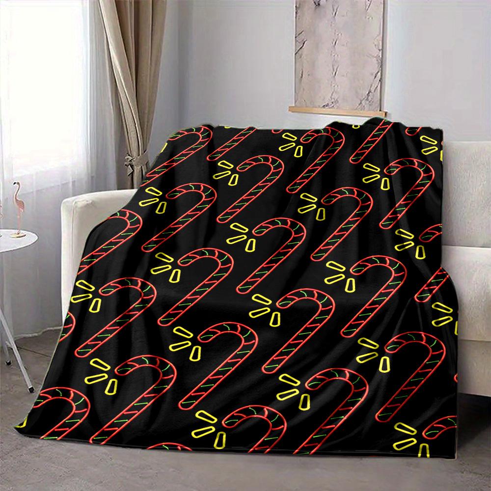 1pc Candy Cane Pattern Blanket Warm, Cozy, And Soft, Suitable for Sofas, Beds, Cars, And Office Use.Perfect for Camping And Travel, Making It a Great