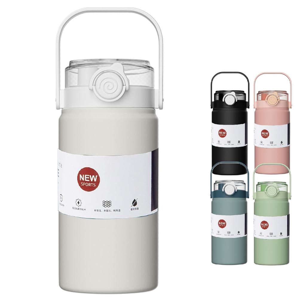 Stylish Liter Water Direct with Easy to Vacuum Stainless Steel White 1.2 Bottle, Insulated, Lightweight, Cold/Insulated, Drinking, Straw, Dual-Use,