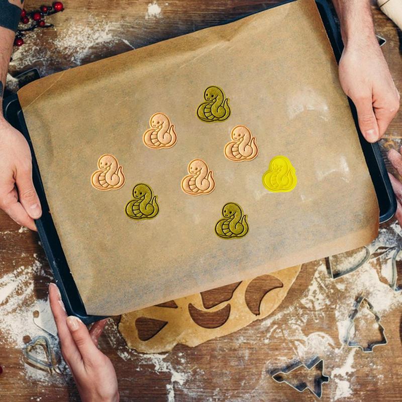Happy New Year Cookie Stamp Snake Cookie Cutters Stamp Spring Festival Cookie Mould Baking Cutters New Year Shapes Kids Baking