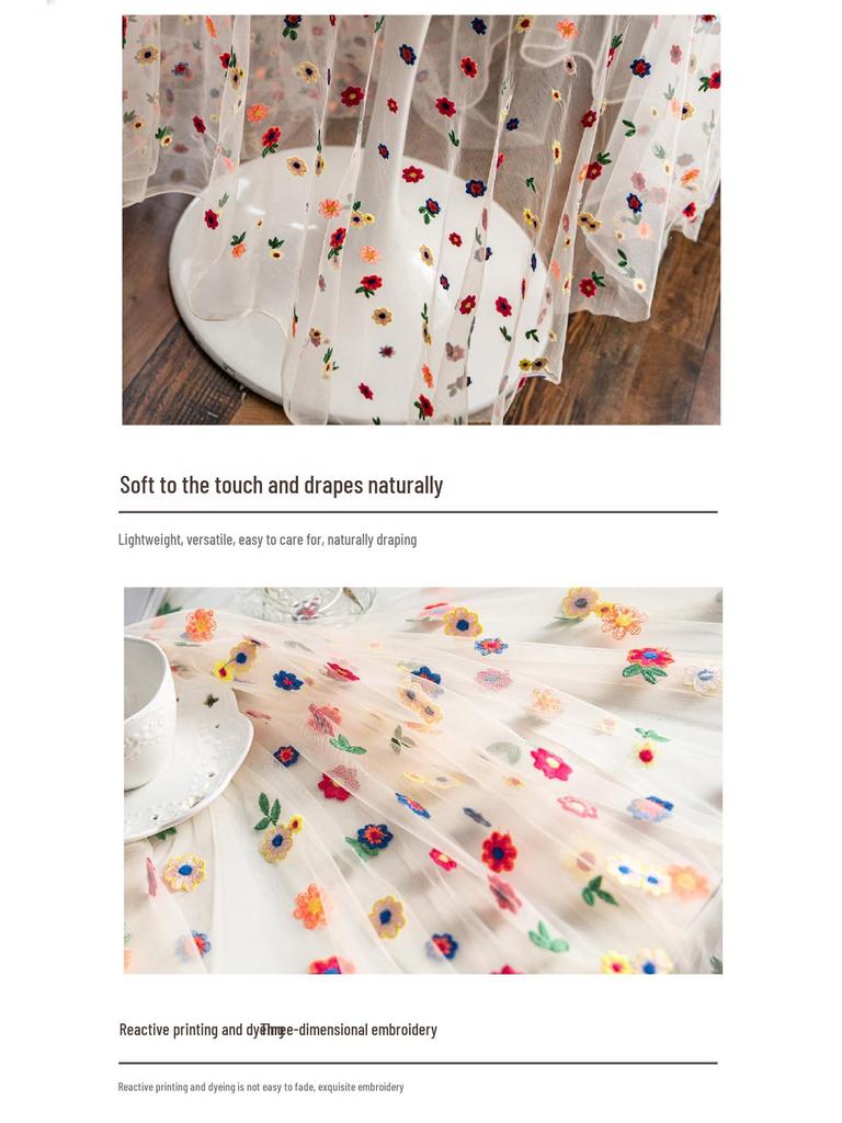 Imanqiyun Colorful Embroidered Floral Lace Tablecloth and Photography Backdrop.