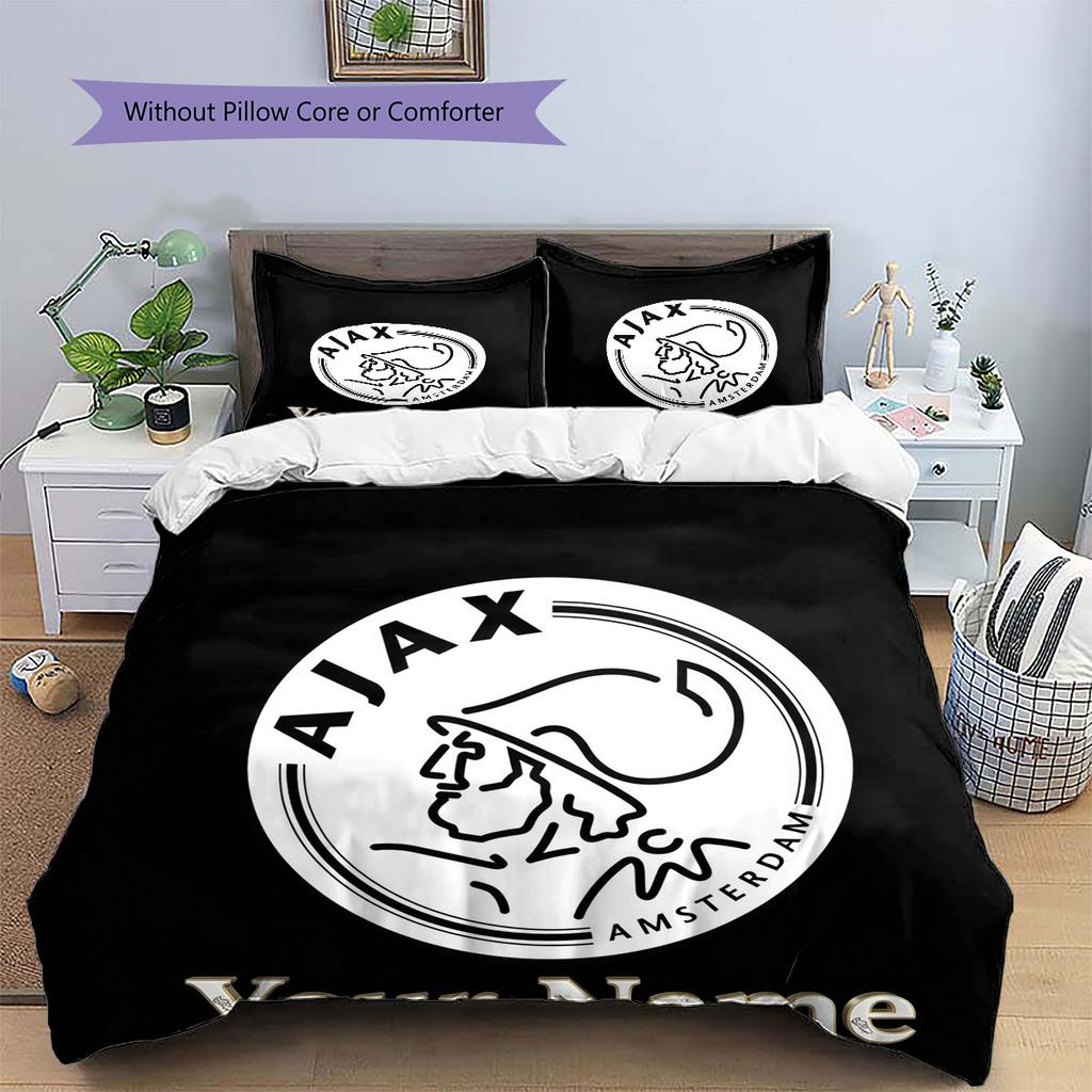 AFC Ajax Custom Name Pattern Bedding,Quilt Set Quilt Cover Pillowcase Home Birthday Gift(1 * Duvet Cover + 2 * Pillowcase, Without Core)
