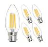 Pacote de 5 Lâmpadas LED Filamento C35 Baioneta B22, Equivalente a 4 Watts (40 Watts) para Iluminação Economizadora de Energia, Lâmpadas Pendentes, Candeeiros de Mesa e Arandelas