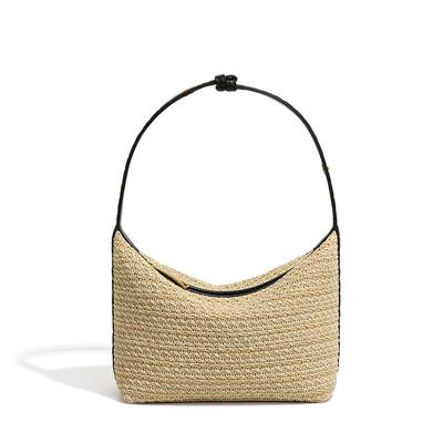 Niche Design, French Elegance and Versatility, Lafite Straw Woven Hand-held Lunch Box Bag, Single-shoulder Underarm Women's Bag, Vacation Beach Bag