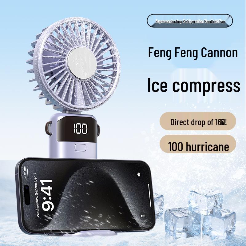 Portable Folding Neck Fan with Ice Compress for Outdoor Cooling