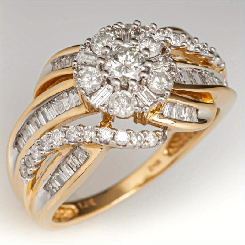 

Luxurious Sparkling Zircon Wrapped Women s Ring, Suitable for Brides Engagement Jewelry, Banquet Accessories and Gifts 10