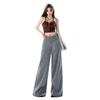Spring Summer Thin Linen Cotton Textured Cool Drape Relaxed Wide Leg Casual Denim Pants For Ladies Casual Pants Oversize Denim Trousers