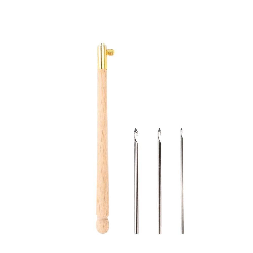 Wooden Handle Embroidery Needles Knitting Hook Multi Size Crochet Needles 3 Needles Cross Stitch Needles Beaded Embroidery
