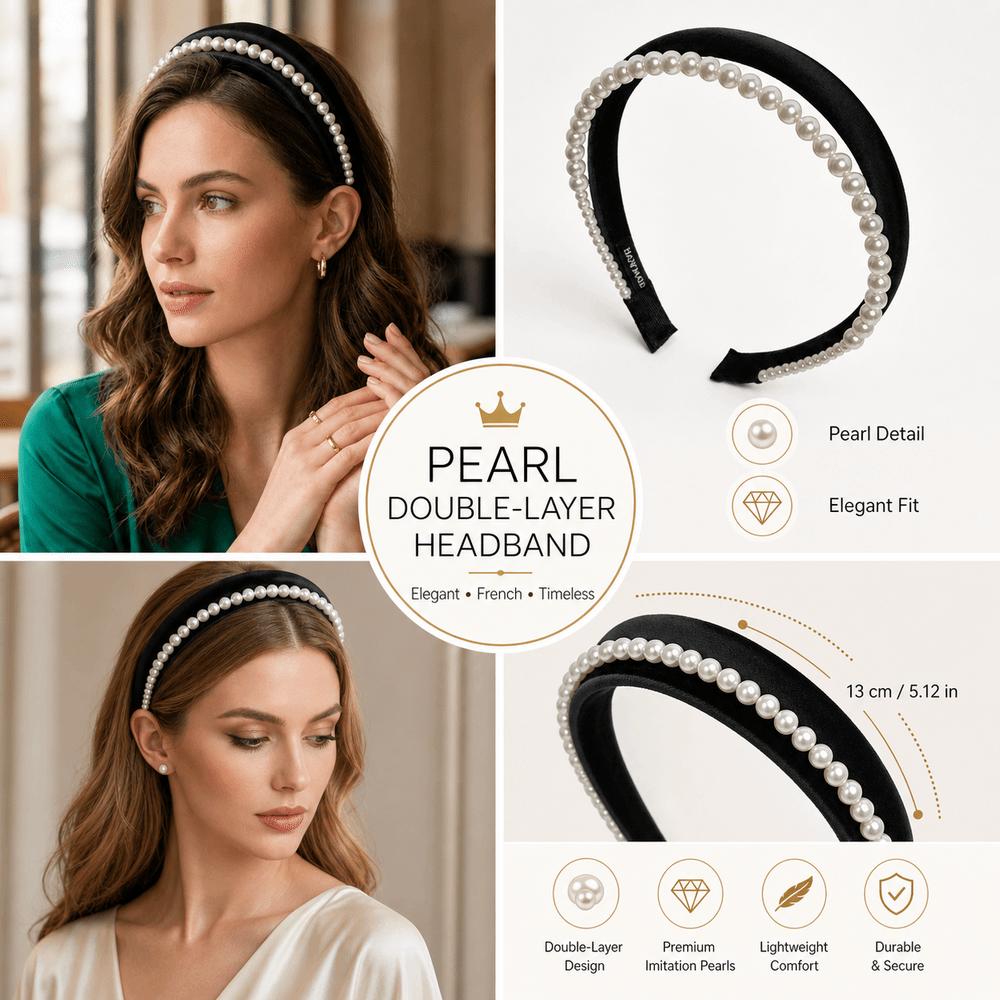 Narrow Pearl Hair Hoop Double Layer Head Hoop New Hair Band Wedding Use