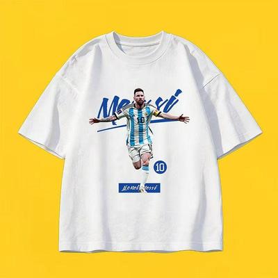 T-shirt décontracté à manches courtes coupe ample en soie glacée Coupe du monde 2026 Messi