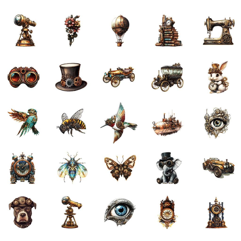 50 Creative Steam Era Theme Graffiti Stickers Graffiti Stickers Decorate Mobile Phone Case